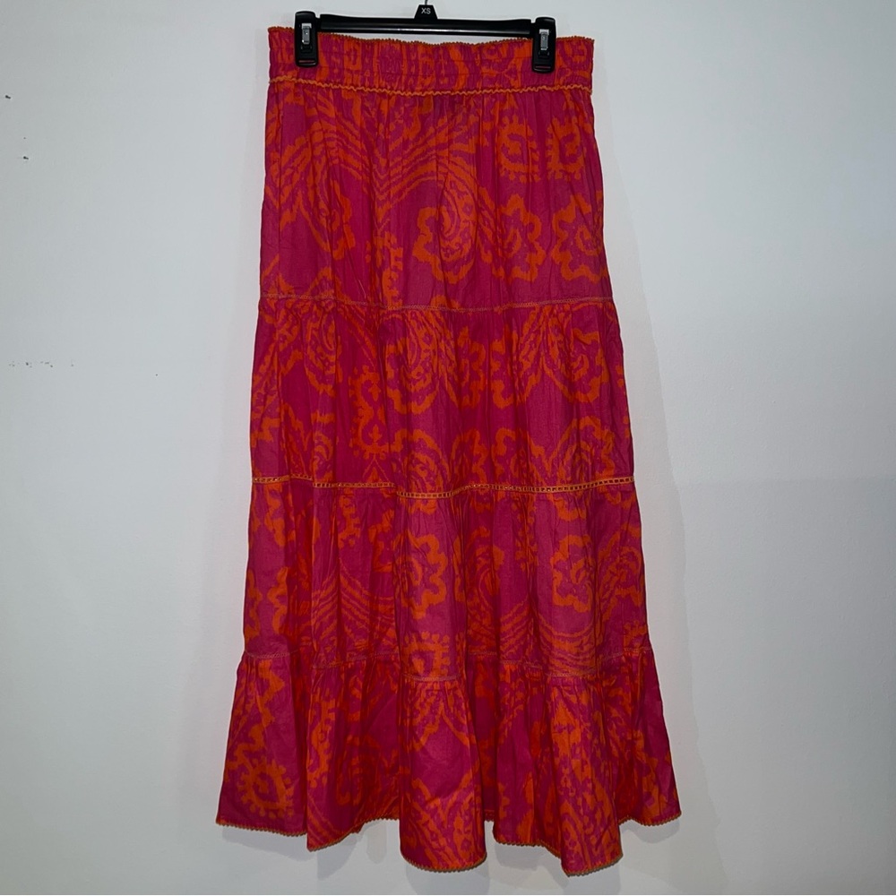 La Plage Vibrant Women's Maxi Skirt in Pink and Orange